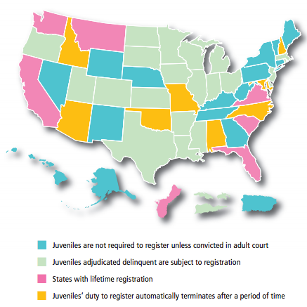 Juvenile sex offender registration varies widely by state, despite federal legislation aimed at standardizing requirements.
